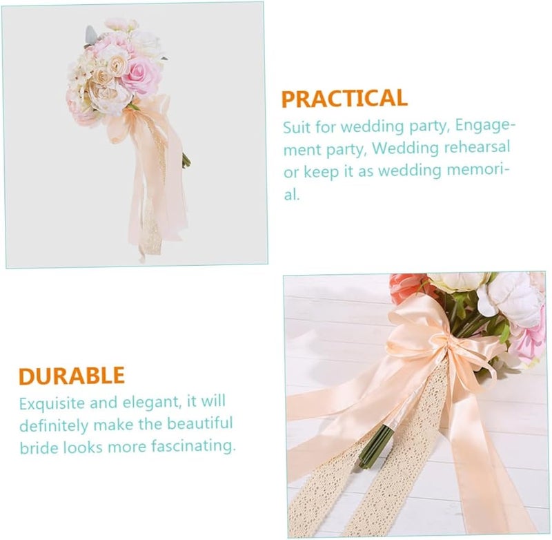 White Artificial Wedding Bouquet Faux Flower Arrangement for Decor Photography Props - Image 2